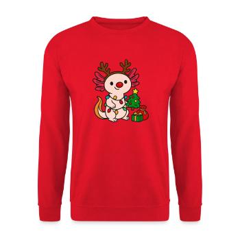 Axolotl de Noël avec guirlandes lumineuses - Sweat-shirt Unisexe - rouge - Devant - Alina (178cm) & Michal (187cm)