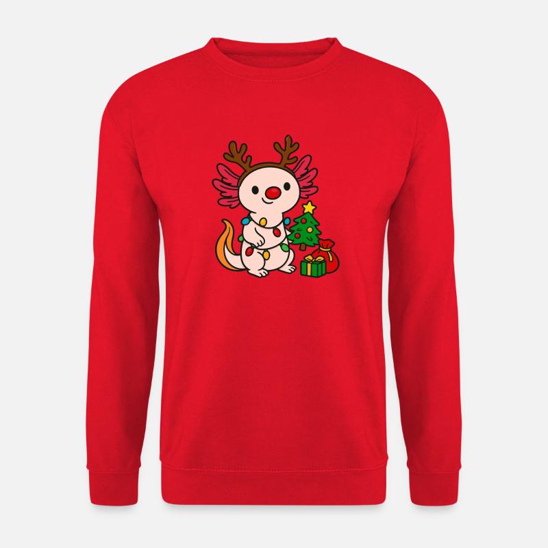 Weihnachts Axolotl mit Lichterkette - Unisex Pullover - Rot