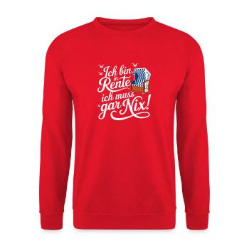 I'm retired. I don't have to do anything! Beach chair - Unisex Sweatshirt - red - Front - Alina (178cm) & Michal (187cm)