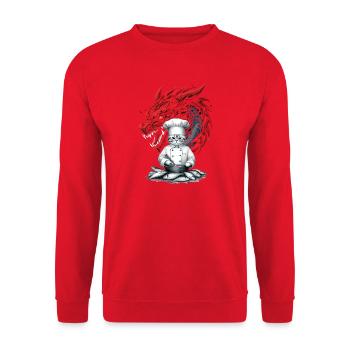 Chef pour chats d’Asie - Sweat-shirt Unisexe - rouge - Devant - Alina (178cm) & Michal (187cm)