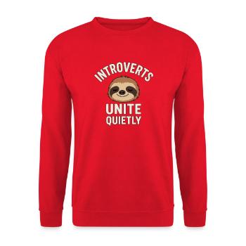 Gemütliches Sloth Zitat Design - Unisex Pullover - Rot - Vorne - Alina (178cm) & Michal (187cm)
