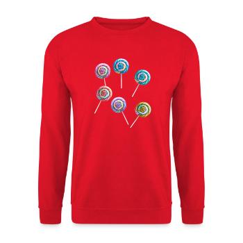Retro Lolli Lollis Süßigkeiten 60er - Unisex Pullover - Rot - Vorne - Alina (178cm) & Michal (187cm)