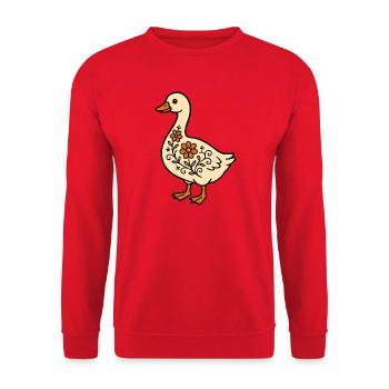 Vintage Floral Ente für T-Shirts - Unisex Pullover - Rot - Vorne - Alina (178cm) & Michal (187cm)