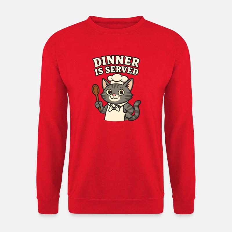 Cook Cat – Dinner is Served - Unisex Sweatshirt - red