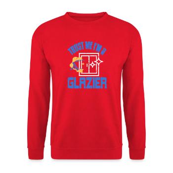 Trust Me I'm a Glazier Sparkle Glass Humor - Unisex Pullover - Rot - Vorne - Alina (178cm) & Michal (187cm)
