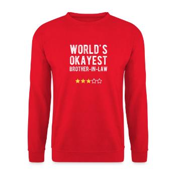 World’s Okayest Brother-in-Law Schwager Humor - Unisex Pullover - Rot - Vorne - Alina (178cm) & Michal (187cm)