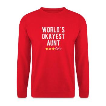 World's Okayest Aunt Funny Aunt Saying - Unisex Sweatshirt - red - Front - Alina (178cm) & Michal (187cm)