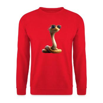 Schlange Python Kobra Klapperschlange Schlangen - Unisex Pullover - Rot - Vorne - Alina (178cm) & Michal (187cm)