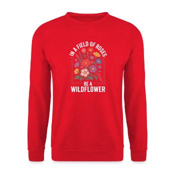 Blumenwiese mit Wildblumen - Unisex Pullover - Rot - Vorne - Alina (178cm) & Michal (187cm)