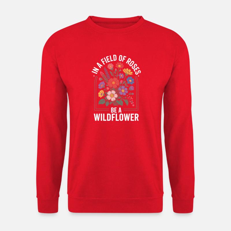 Blumenwiese mit Wildblumen - Unisex Pullover - Rot