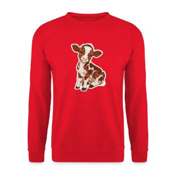 Kuh - Unisex Pullover - Rot - Vorne - Alina (178cm) & Michal (187cm)