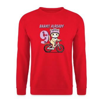 VÉLO CHAT BAAM !! DÉJÀ NEUF - Sweat-shirt Unisexe - rouge - Devant - Alina (178cm) & Michal (187cm)