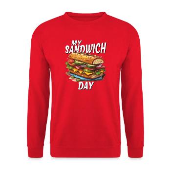 MA JOURNÉE SANDWICH - Sweat-shirt Unisexe - rouge - Devant - Alina (178cm) & Michal (187cm)