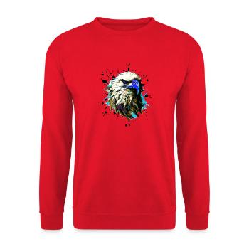 Adler Kopf Tier - Unisex Pullover - Rot - Vorne - Alina (178cm) & Michal (187cm)