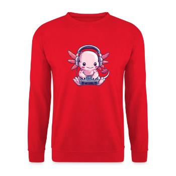 Creative Axolotl.Gamer with Headphones - Unisex Sweatshirt - red - Front - Alina (178cm) & Michal (187cm)