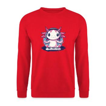 Humorous gaming axolotl design - Unisex Sweatshirt - red - Front - Alina (178cm) & Michal (187cm)