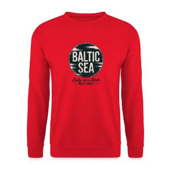 Ostsee Baltic Sea Salty Since Birth Baltic Waves - Unisex Sweatshirt - red - Front - Alina (178cm) & Michal (187cm)