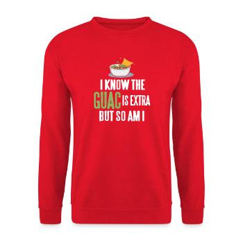 Guacamole Is Life Funny Snack Chip Dip Meme - Sweat-shirt Unisexe - rouge - Devant - Alina (178cm) & Michal (187cm)