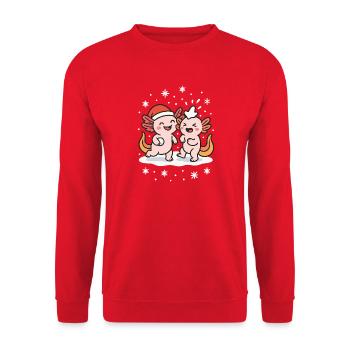 Axolotl bataille de boules de neige hiver - Sweat-shirt Unisexe - rouge - Devant - Alina (178cm) & Michal (187cm)