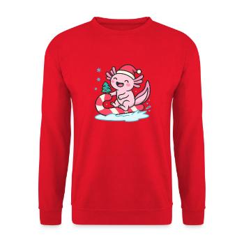 Axolotl avec canne à sucre Noël - Sweat-shirt Unisexe - rouge - Devant - Alina (178cm) & Michal (187cm)