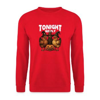 Ce soir, nous volons Spooky Chicken Halloween - Sweat-shirt Unisexe - rouge - Devant - Alina (178cm) & Michal (187cm)