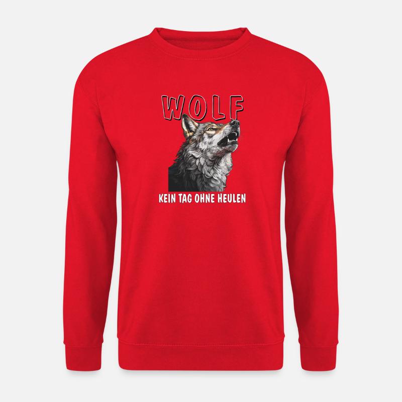WOLF KEIN TAG OHNE HEULEN - Unisex Pullover - Rot