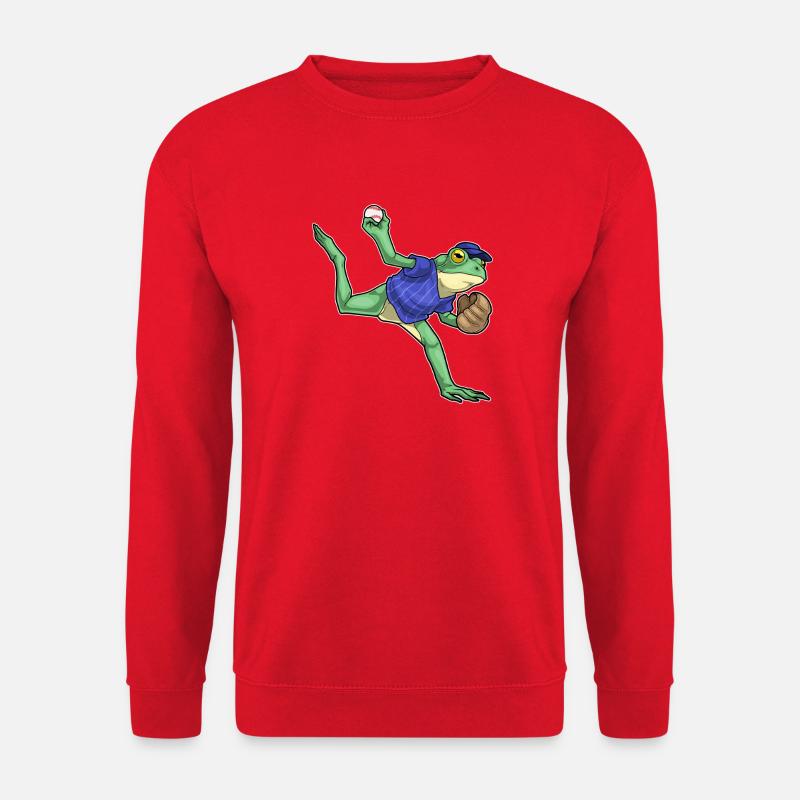 Frog Baseball Baseball Glove - Unisex Sweatshirt - red