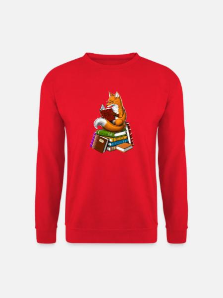 Fuchs liest ein Buch - Unisex Pullover - Rot