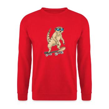 Meerkat Skater Skateboard - Unisex Sweatshirt - red - Front - Alina (178cm) & Michal (187cm)