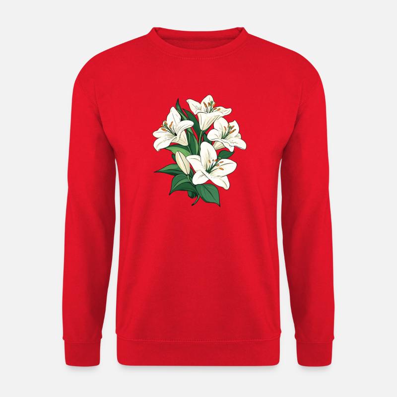 Lilien weiss illustration Grafik - Unisex Pullover - Rot