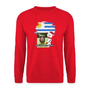 Christmas Celebration with Mate and Snowman - Unisex Sweatshirt - red - Front - Alina (178cm) & Michal (187cm)