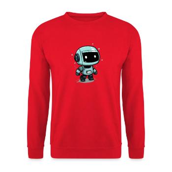 Petit robot spatial sur un chemin d’aventure - Sweat-shirt Unisexe - rouge - Devant - Alina (178cm) & Michal (187cm)
