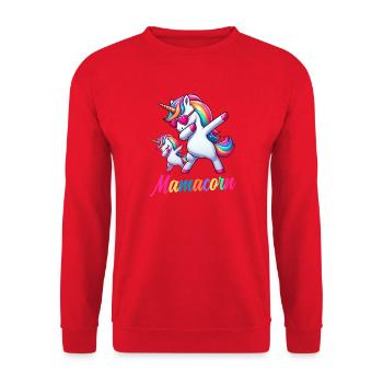 Mamacorn Mama Einhorn Mutter Babykorn Unicorn - Unisex Pullover - Rot - Vorne - Alina (178cm) & Michal (187cm)