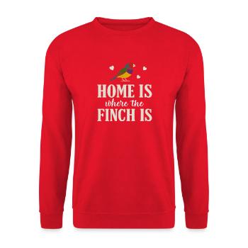 Gouldamadine Home is Gouldian Finch Prachtfink - Unisex Pullover - Rot - Vorne - Alina (178cm) & Michal (187cm)
