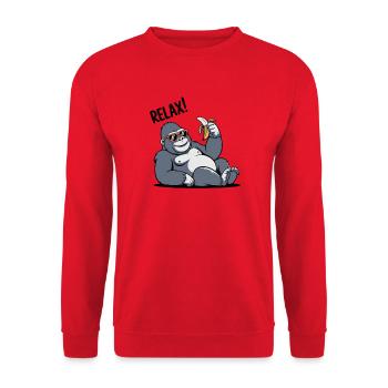 Banana Gorilla détendu - Sweat-shirt Unisexe - rouge - Devant - Alina (178cm) & Michal (187cm)