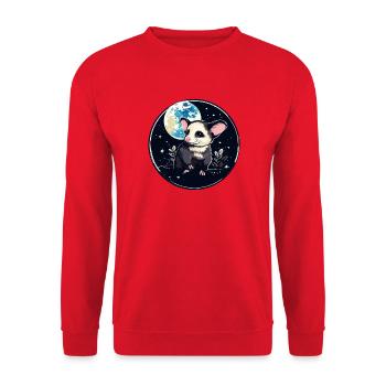 Kosmospossum Mondschein - Unisex Pullover - Rot - Vorne - Alina (178cm) & Michal (187cm)