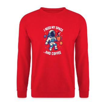 Astronaut with coffee - Unisex Sweatshirt - red - Front - Alina (178cm) & Michal (187cm)