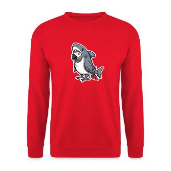 Requin gris perroquet dessin animé - Sweat-shirt Unisexe - rouge - Devant - Alina (178cm) & Michal (187cm)
