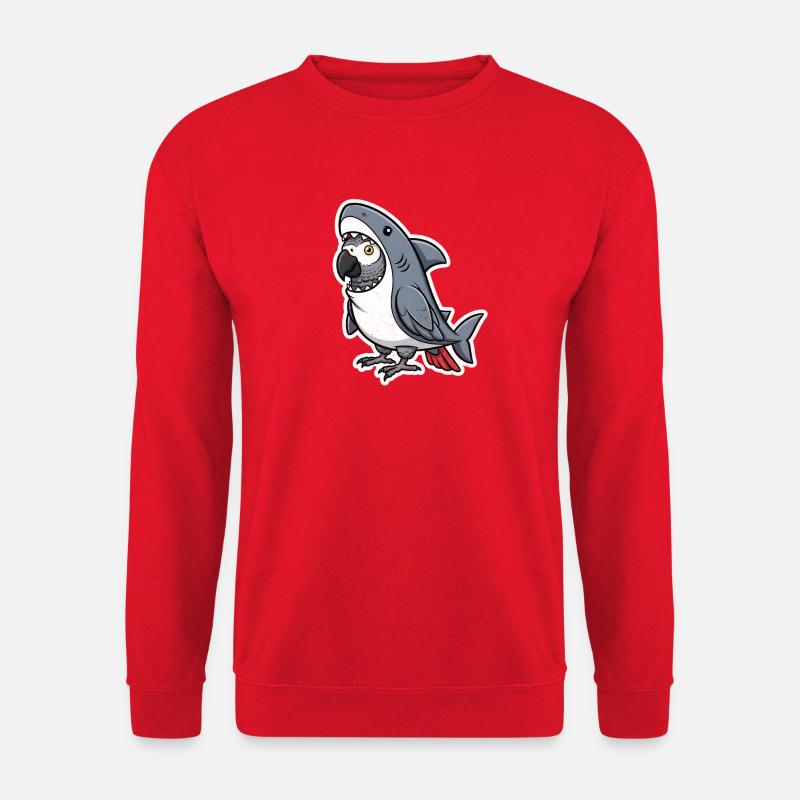 Shark Graupapagei Cartoon - Unisex Pullover - Rot