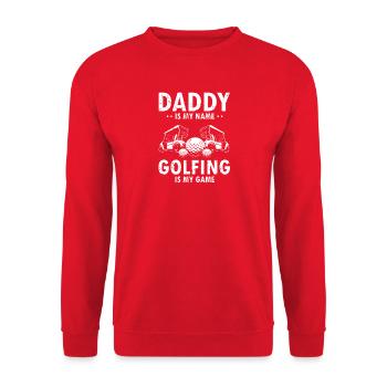 Daddy Is My Name Golfing Is My Game Humor - Unisex Sweatshirt - red - Front - Alina (178cm) & Michal (187cm)