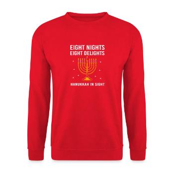 Hanukah Hanukkah Chanukkah - Unisex Pullover - Rot - Vorne - Alina (178cm) & Michal (187cm)