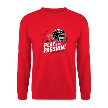 Play With Passion Helmet - Unisex Sweatshirt - red - Front - Alina (178cm) & Michal (187cm)