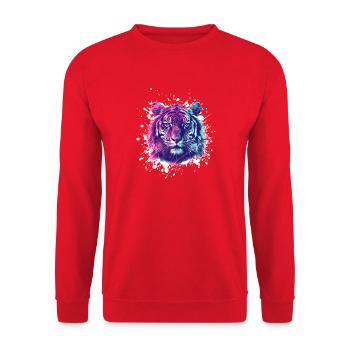 Neon Tiger Splatter Portrait - Unisex Sweatshirt - red - Front - Alina (178cm) & Michal (187cm)