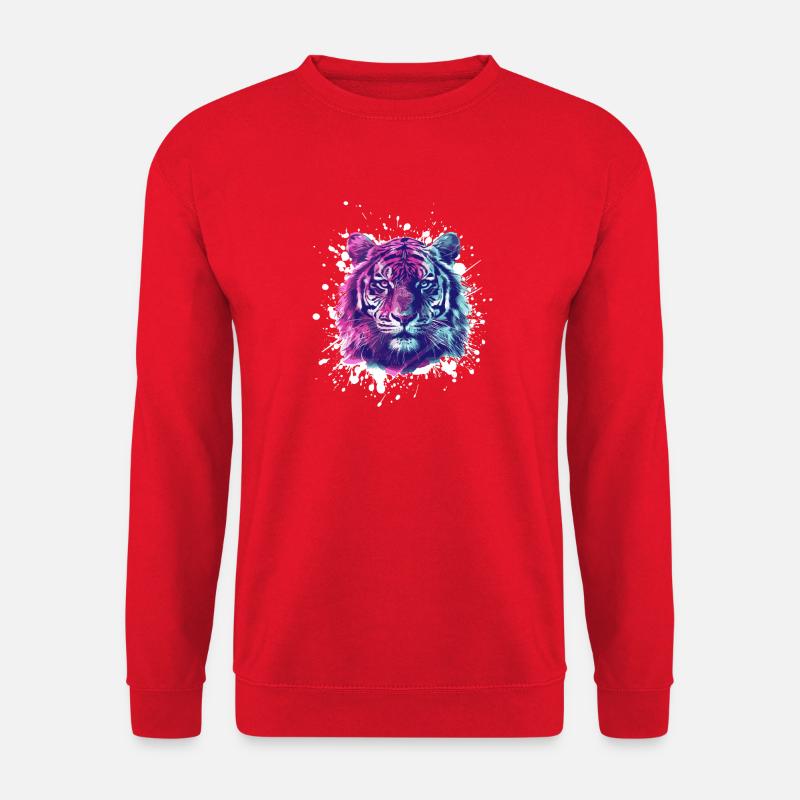 Neon Tiger Splatter Portrait - Unisex Sweatshirt - red