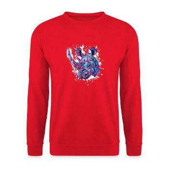 Rhino Rhino Splashes of Color - Unisex Sweatshirt - red - Front - Alina (178cm) & Michal (187cm)