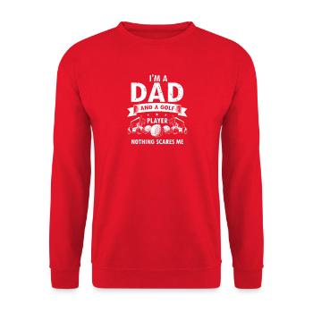 Proud Golf Dad Humor Nothing Scares Me - Unisex Sweatshirt - red - Front - Alina (178cm) & Michal (187cm)