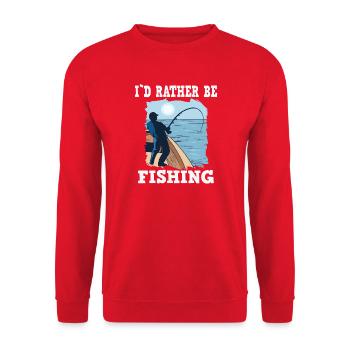 Lieber Angeln Motiv am Meer - Unisex Pullover - Rot - Vorne - Alina (178cm) & Michal (187cm)
