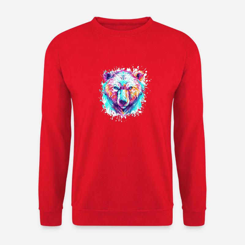 Bear Head Pop Art Splatter - Unisex Sweatshirt - red