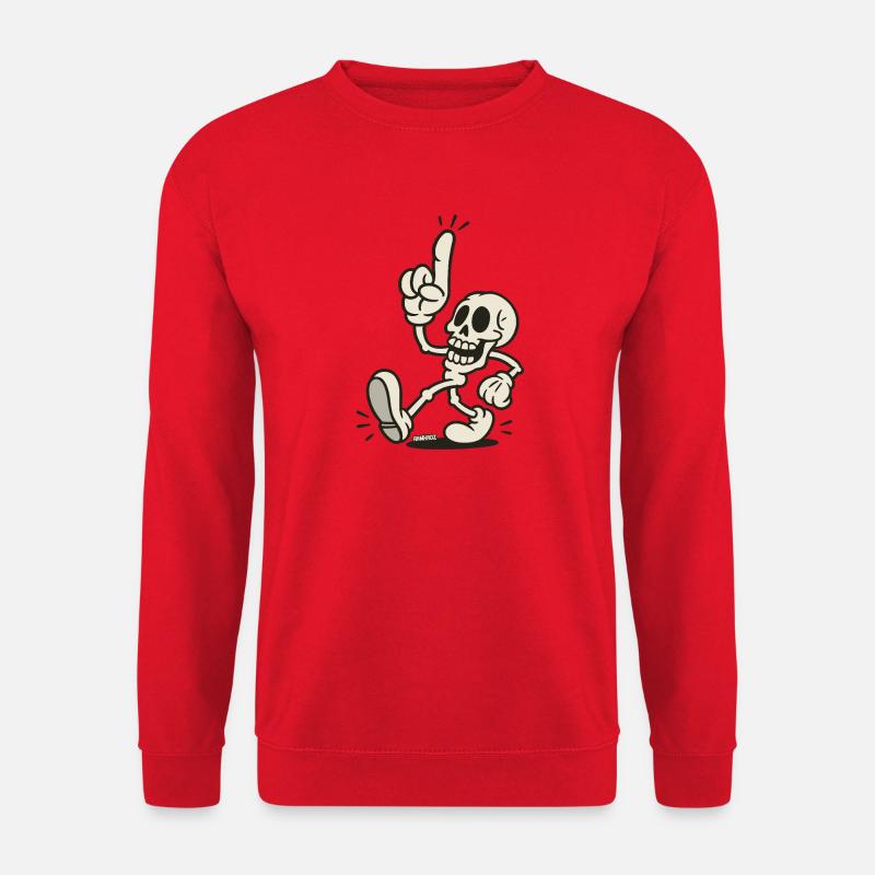 Erhobenes Skelett Zeigefinger - Unisex Pullover - Rot