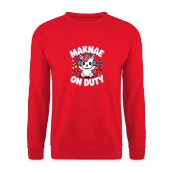 K-Pop Fan Funny Korea Maknae - Unisex Sweatshirt - red - Front - Alina (178cm) & Michal (187cm)